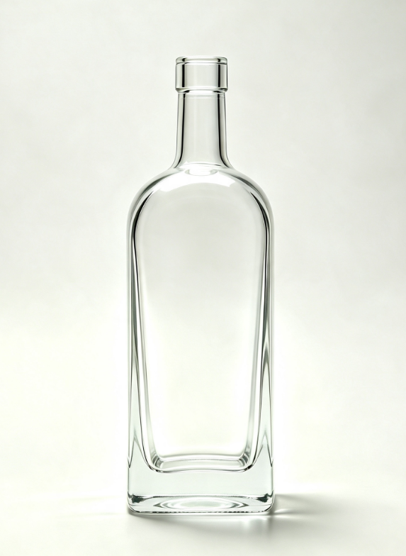 700ml tequila glass bottle, tall square base plain clear glass