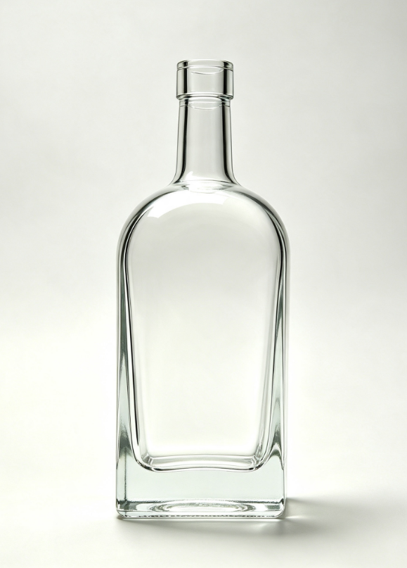 700ml tequila glass bottle, tall square base plain clear glass