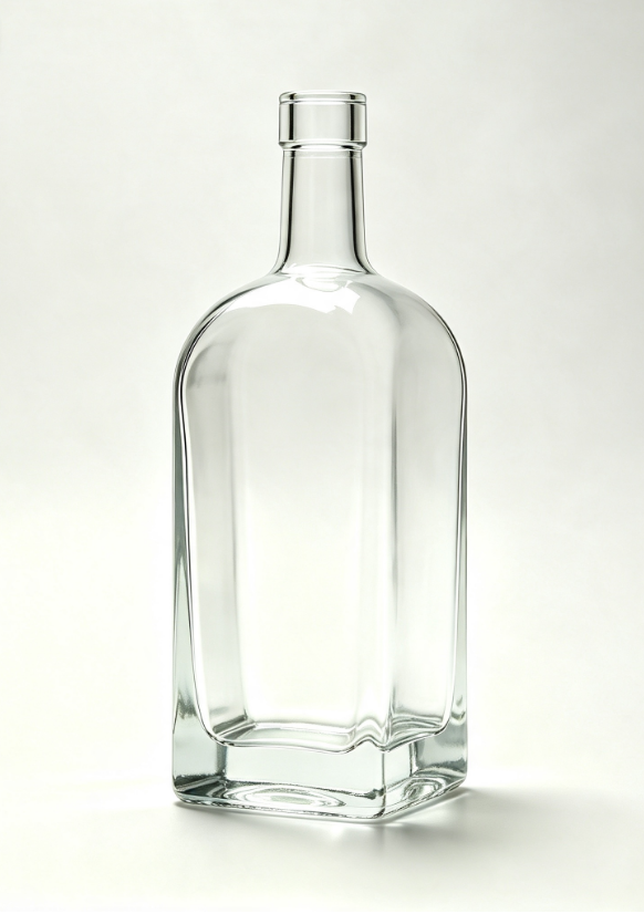 700ml tequila glass bottle, tall square base plain clear glass