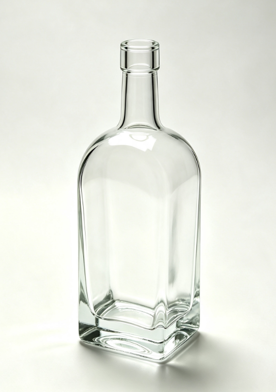 700ml tequila glass bottle, tall square base plain clear glass
