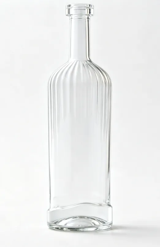 1000ml fluted flat‑mouth tequila glass bottle clear bare spirit bottle