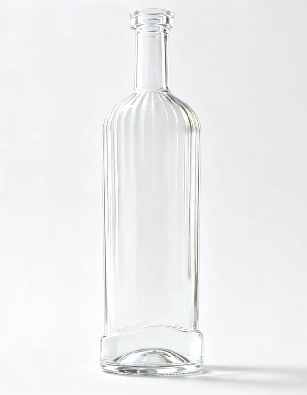 1000ml fluted flat‑mouth tequila glass bottle clear bare spirit bottle