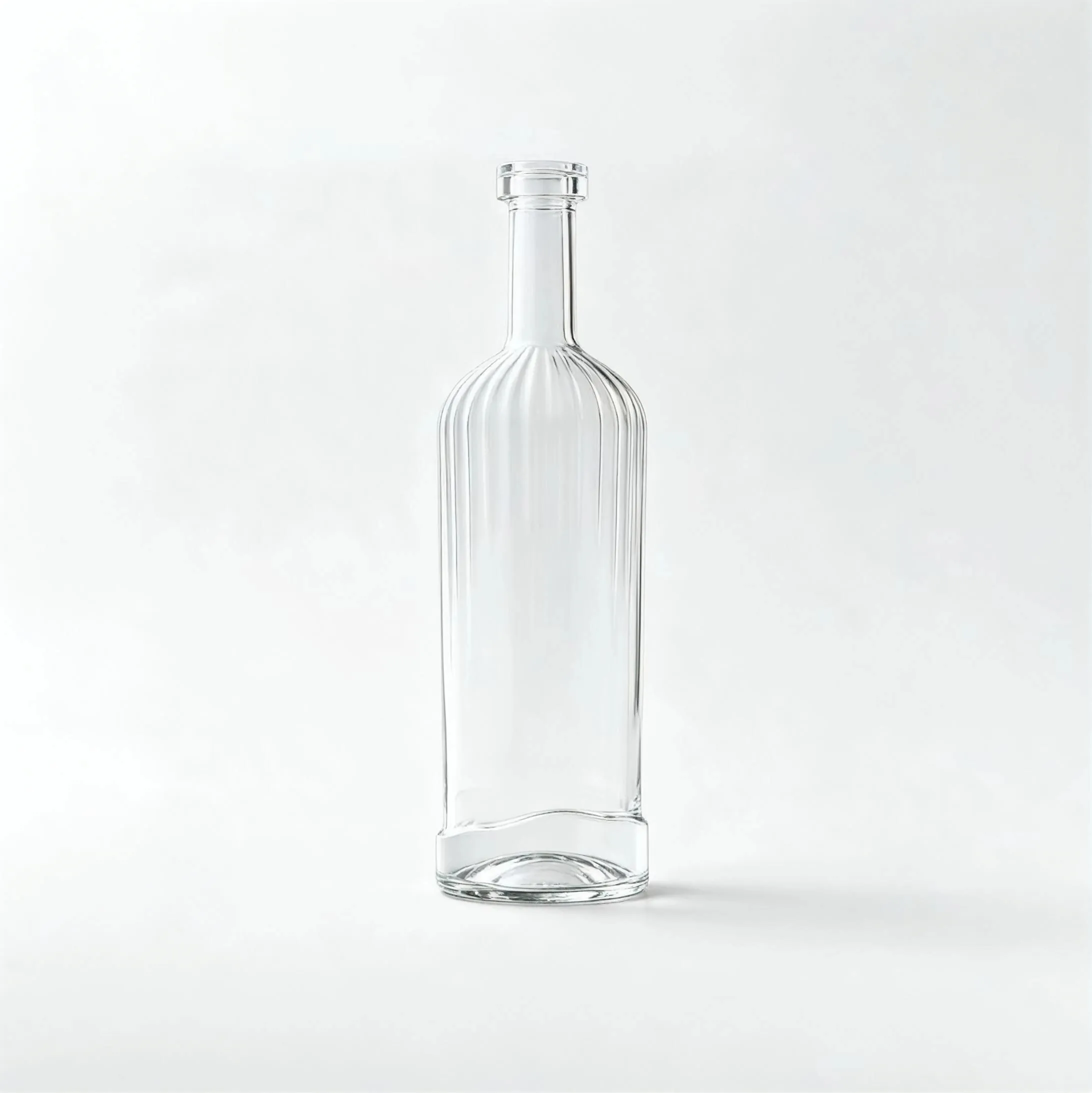 1000ml fluted flat‑mouth tequila glass bottle clear bare spirit bottle