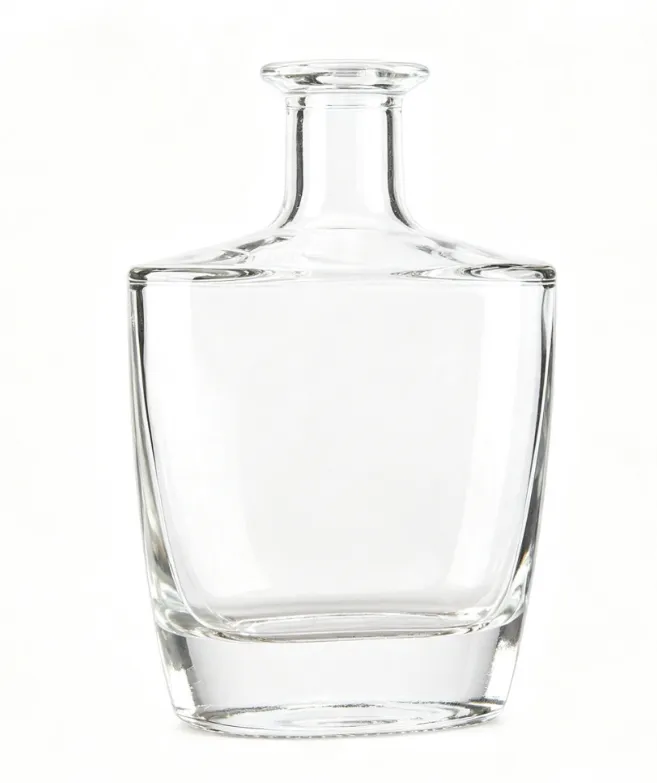 375ml clear empty tequila glass bottle, flat mouth no thread, heavy weight super clear glass
