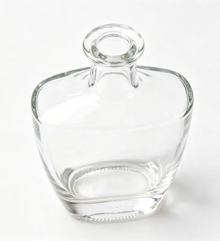 375ml clear empty tequila glass bottle, flat mouth no thread, heavy weight super clear glass