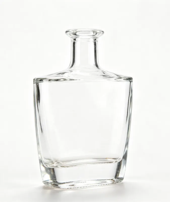 375ml clear empty tequila glass bottle, flat mouth no thread, heavy weight super clear glass