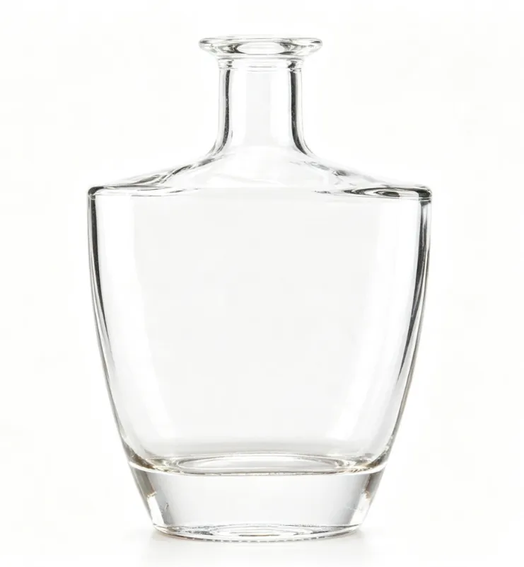 375ml clear empty tequila glass bottle, flat mouth no thread, heavy weight super clear glass