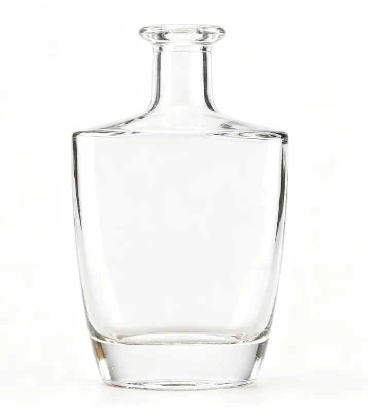 375ml clear empty tequila glass bottle, flat mouth no thread, heavy weight super clear glass