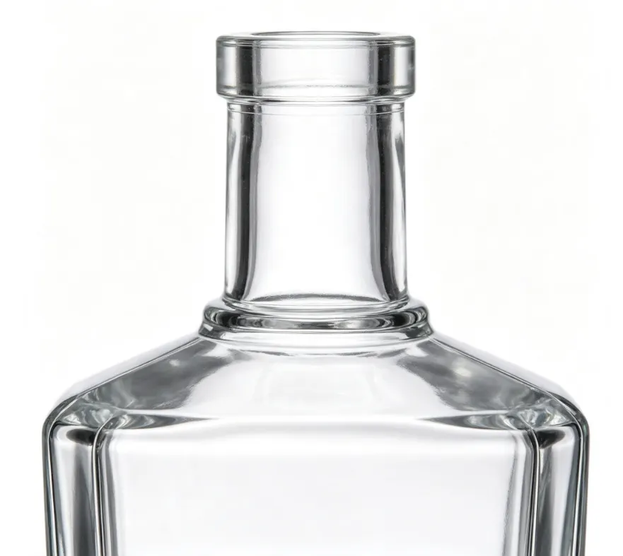 750ml clear empty tequila glass bottle, flat mouth no thread, heavy weight super clear glass