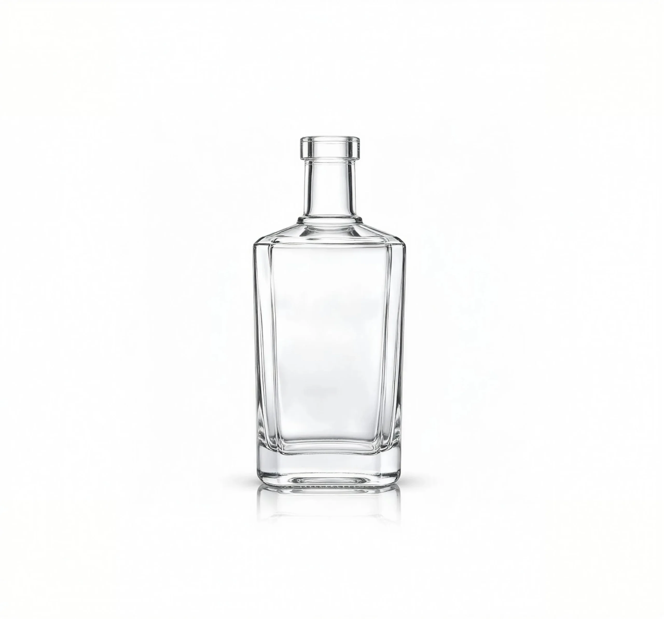 750ml clear empty tequila glass bottle, flat mouth no thread, heavy weight super clear glass