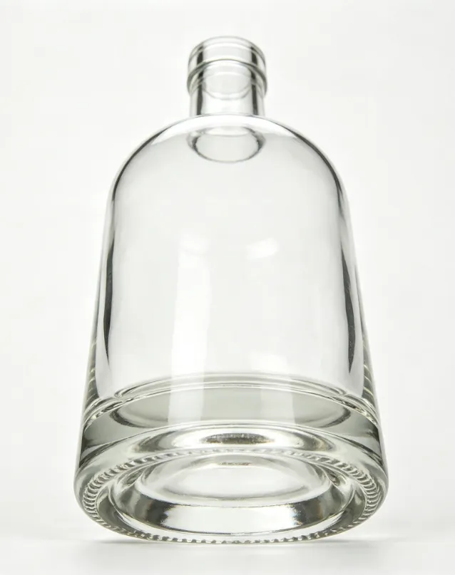 700ml empty whiskey glass bottle, clear round spirits bottle flat mouth