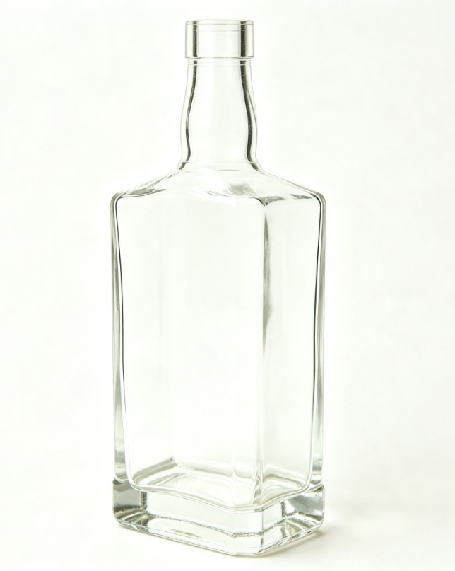 1000ml empty square whiskey glass bottle flat no‑thread mouth bare glass bottle