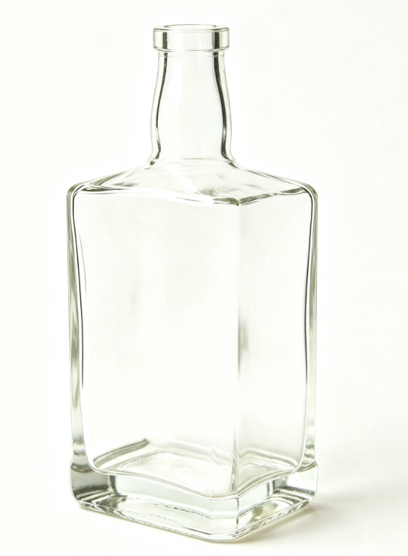 1000ml empty square whiskey glass bottle flat no‑thread mouth bare glass bottle