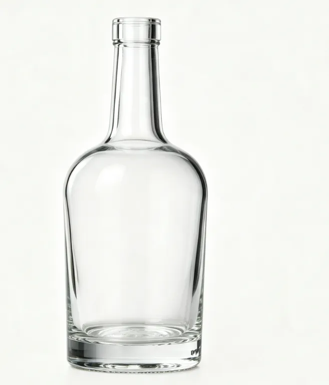 700ml empty round whiskey glass bottle flat no-thread mouth bare glass bottle