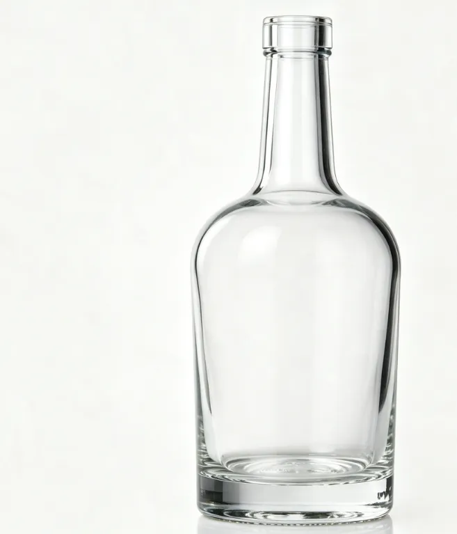 700ml empty round whiskey glass bottle flat no-thread mouth bare glass bottle