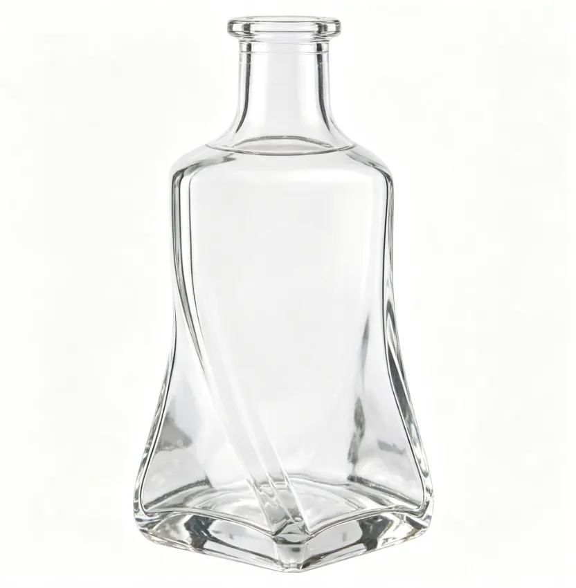 700ml clear glass tequila bottle with twist curve body design
