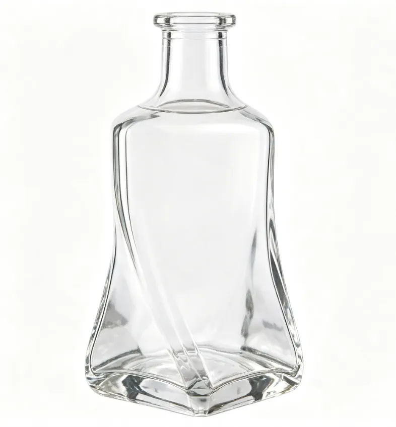 700ml clear glass tequila bottle with twist curve body design