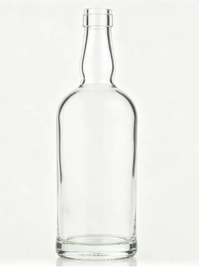 750ml Round Flat Mouth Whiskey Glass Bottle
