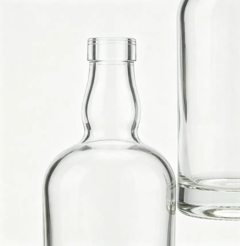750ml Round Flat Mouth Whiskey Glass Bottle