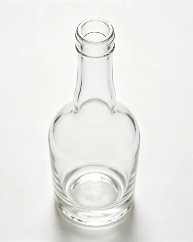 750ml Long Neck Round Flat Mouth Whiskey Glass Bottle