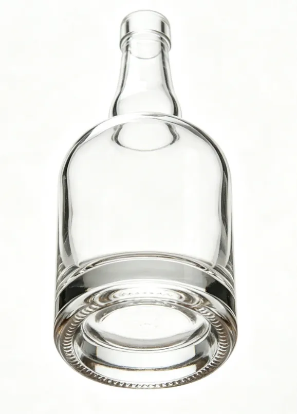 750ml Long Neck Round Flat Mouth Whiskey Glass Bottle