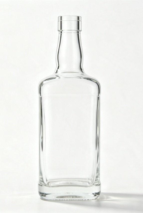 700ml Square Flat Mouth Whiskey Glass Bottle flat thread free mouth transparent naked bottle