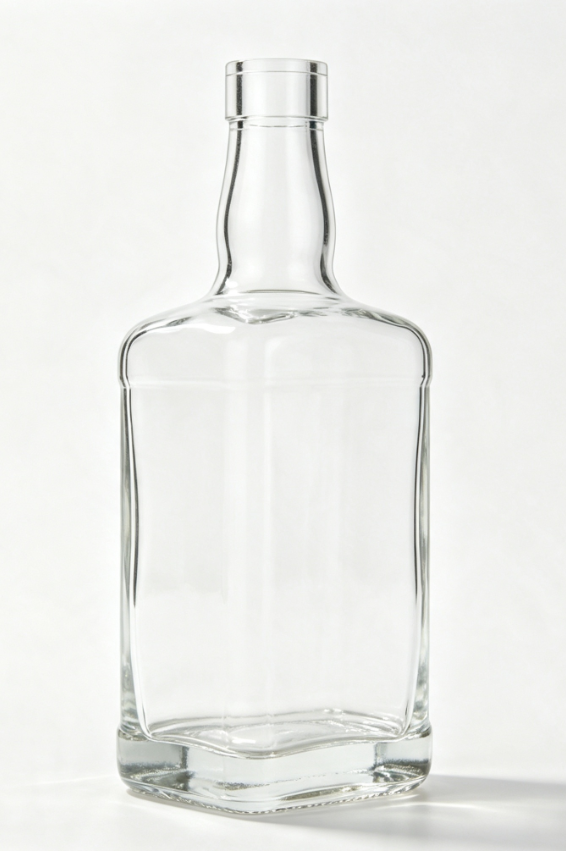 700ml Square Flat Mouth Whiskey Glass Bottle flat thread free mouth transparent naked bottle