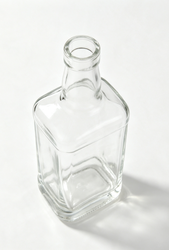 700ml Square Flat Mouth Whiskey Glass Bottle flat thread free mouth transparent naked bottle