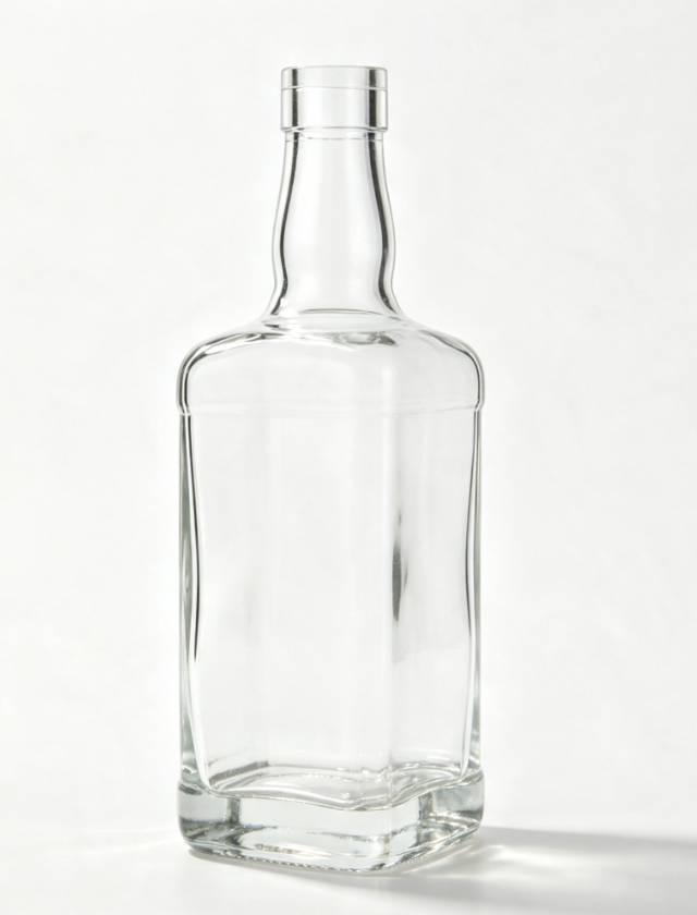 700ml Square Flat Mouth Whiskey Glass Bottle flat thread free mouth transparent naked bottle