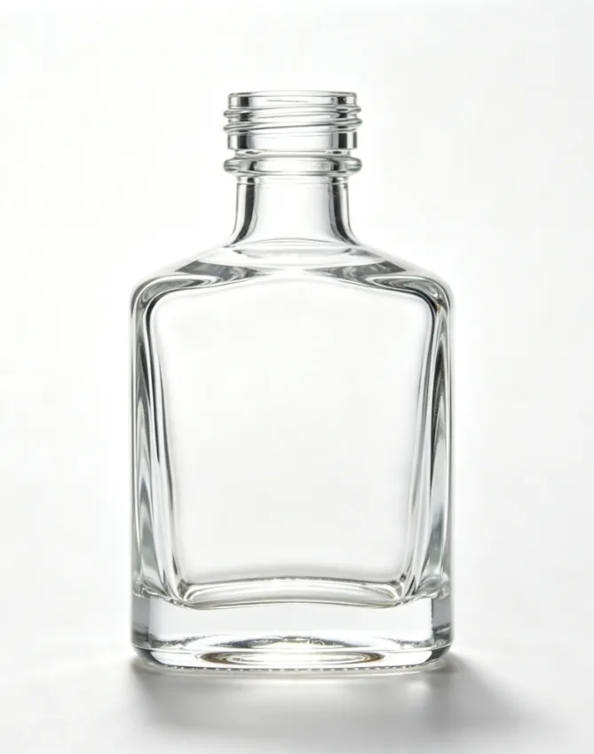 375ml Square Threaded Mouth Whiskey Glass Bottle Clear Glass Naked Bottle