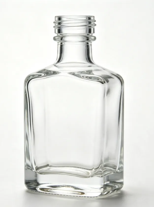 375ml Square Threaded Mouth Whiskey Glass Bottle Clear Glass Naked Bottle
