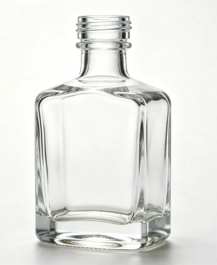 375ml Square Threaded Mouth Whiskey Glass Bottle Clear Glass Naked Bottle