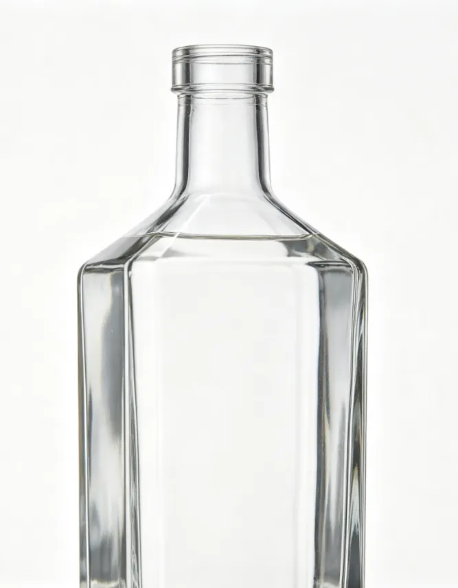 1000ml Square Flat Mouth Embossed Whiskey Glass Bottle Heavy Base Clear Bare Spirit Glass Bottle