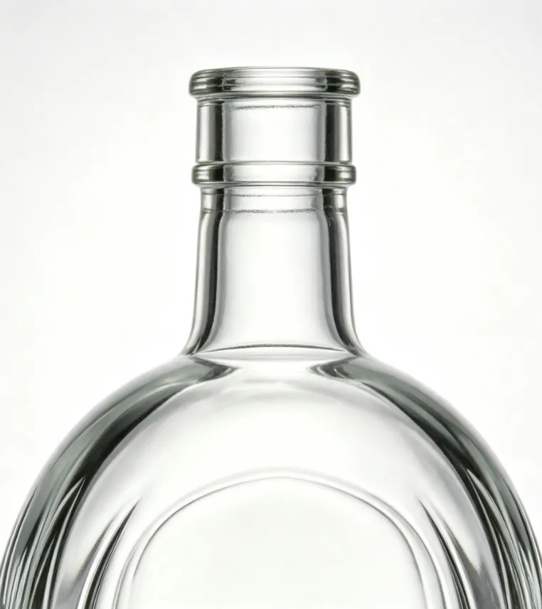 1000ml Round Flat Mouth Thread-Free Embossed Tequila Glass Bottle empty clear glass spirit bottle