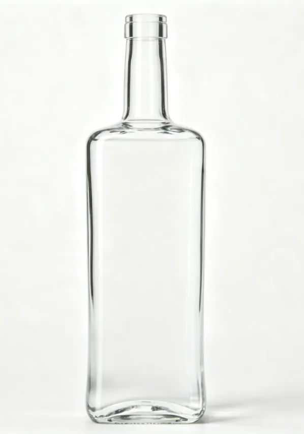 750ml square flat mouth thread-free tequila glass bottle clear empty square liquor bottle