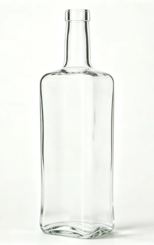750ml square flat mouth thread-free tequila glass bottle clear empty square liquor bottle