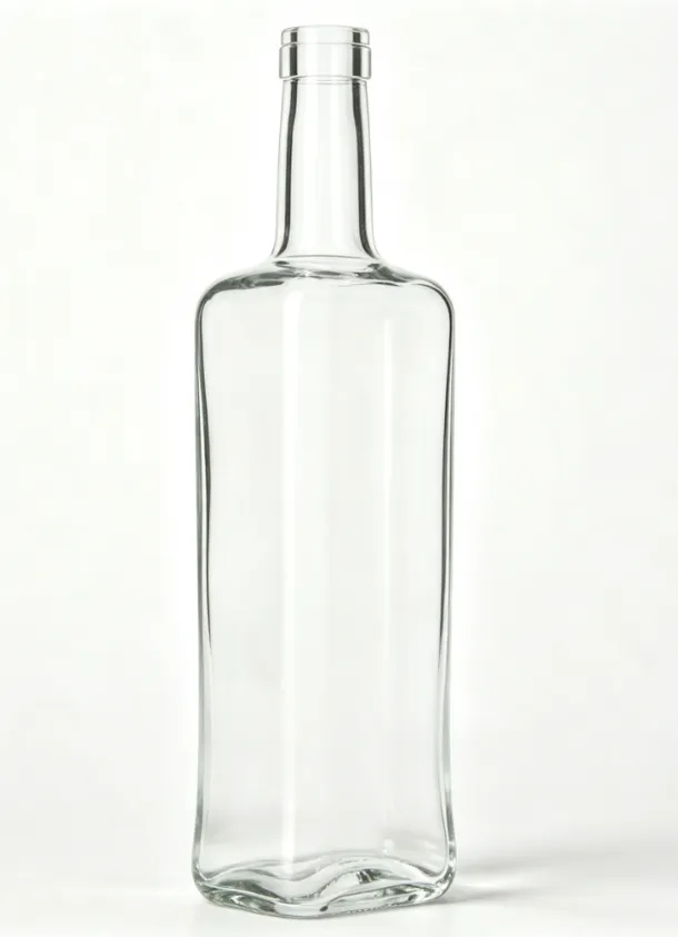 750ml square flat mouth thread-free tequila glass bottle clear empty square liquor bottle