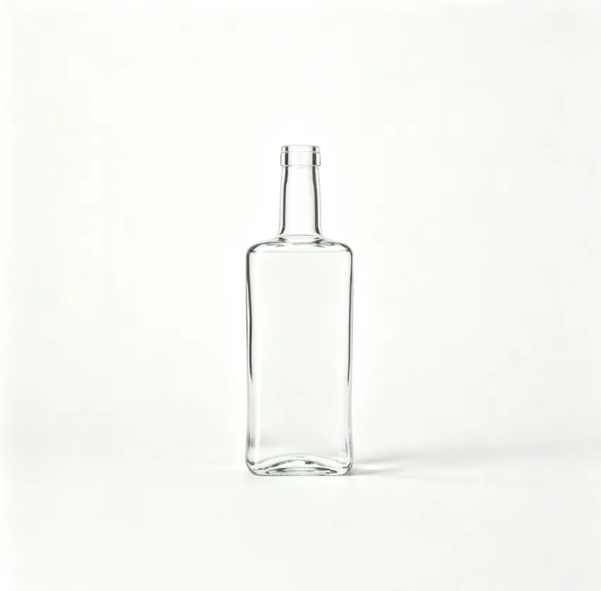 750ml square flat mouth thread-free tequila glass bottle clear empty square liquor bottle