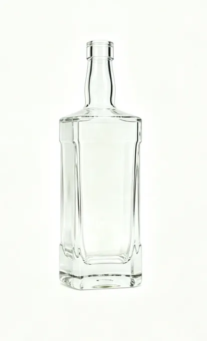 750ml Square Flat Mouth Thread-Free Whiskey Glass Bottle