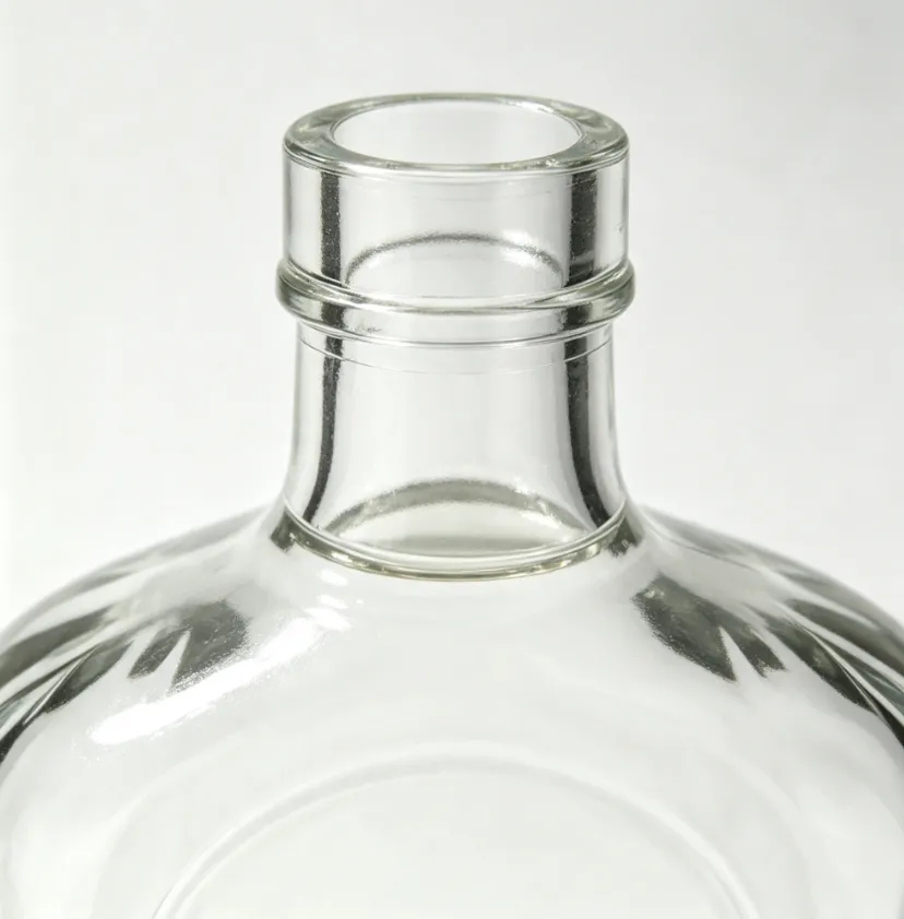 750ml embossed flat mouth non-thread empty tequila glass bottle with diamond carving