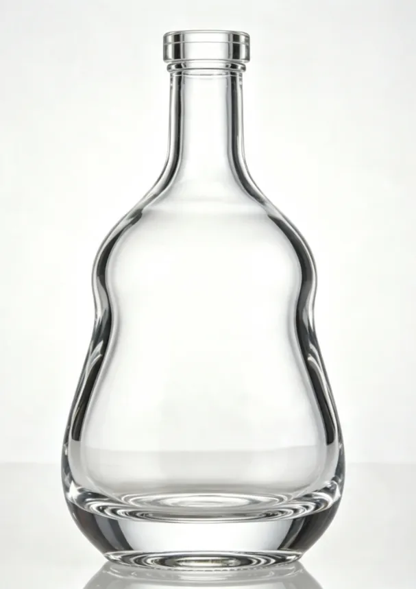 750ml gourd shape flat mouth non-thread empty whiskey glass bottle thick base