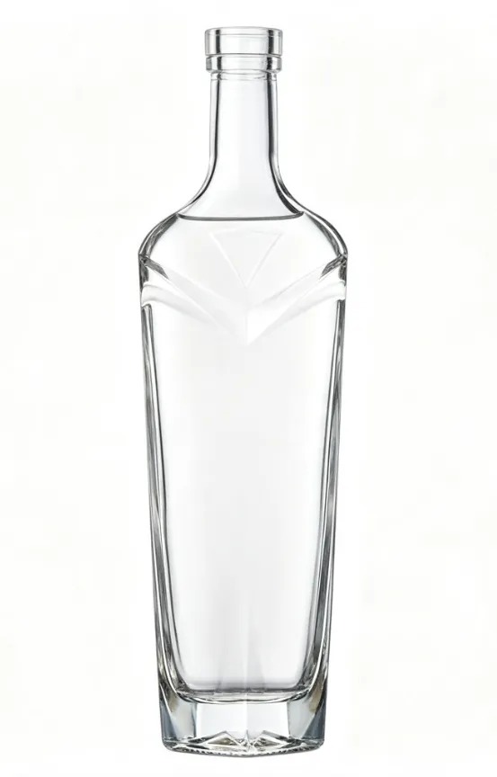750ml custom whisky glass bottle diamond shoulder clear flint glass empty spirit bottle