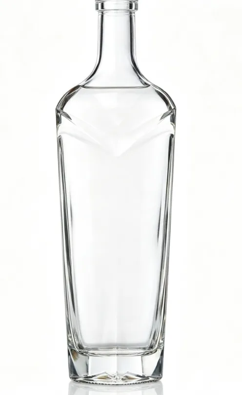 750ml custom whisky glass bottle diamond shoulder clear flint glass empty spirit bottle