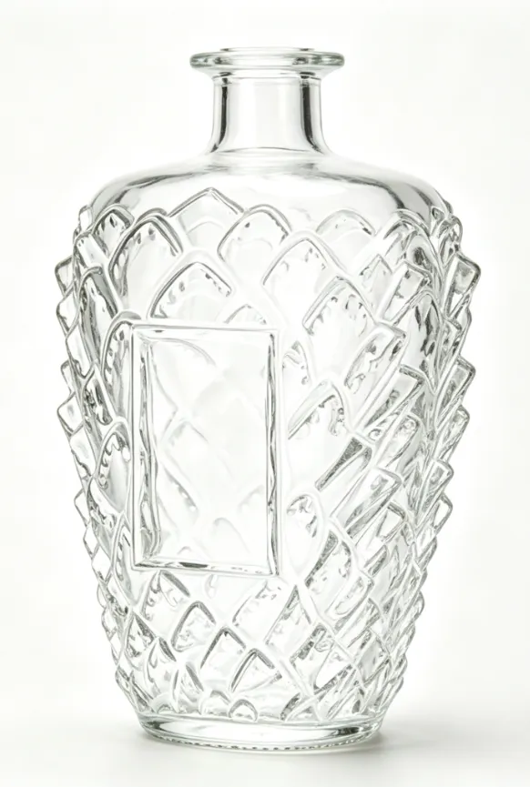 750ml embossed tequila glass bottle