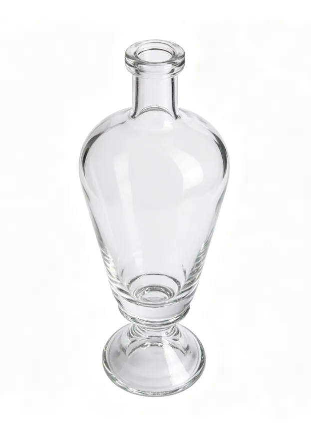 700ml clear tequila glass bottle with pedestal base flat mouth no thread