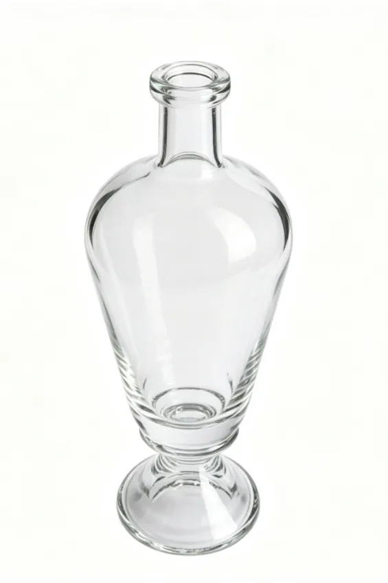 700ml clear tequila glass bottle with pedestal base flat mouth no thread
