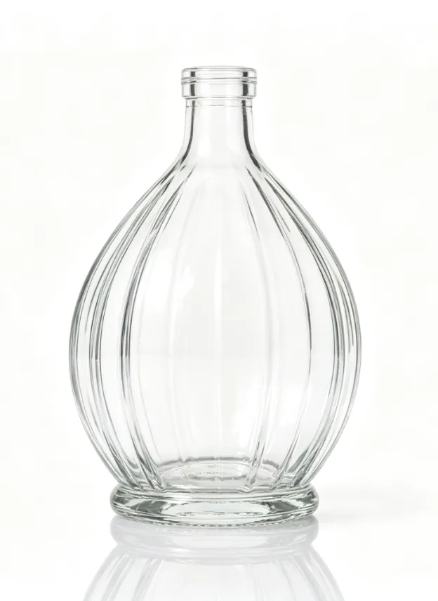 3000ml vertical ribbed clear tequila glass bottle flat mouth no thread