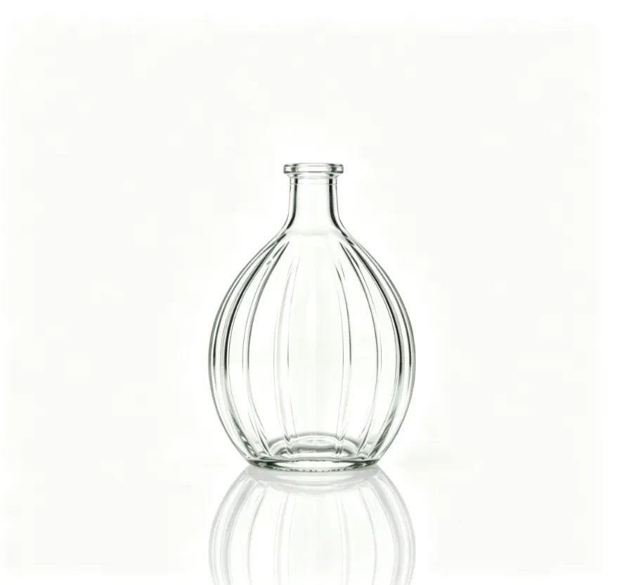 3000ml vertical ribbed clear tequila glass bottle flat mouth no thread