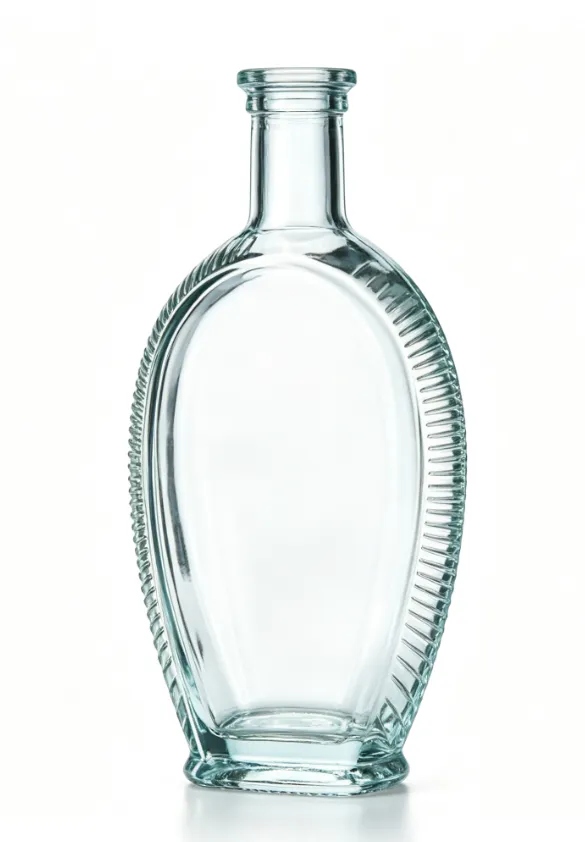 500ml oval ribbed whiskey glass bottle
