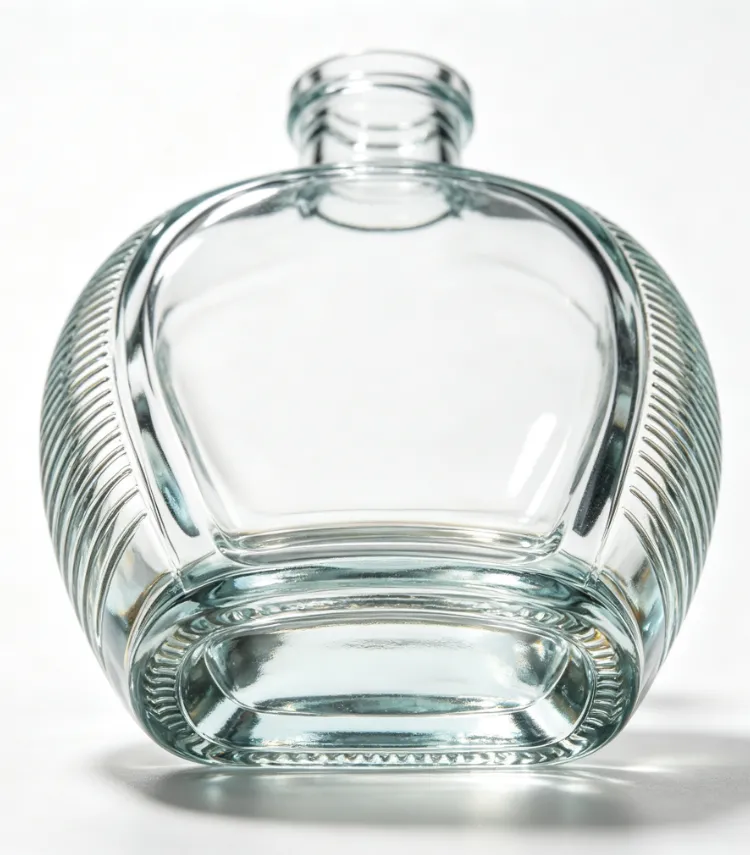 500ml oval ribbed whiskey glass bottle